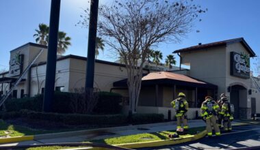 Fire at Tampa Olive Garden causing traffic delays near Busch Boulevard