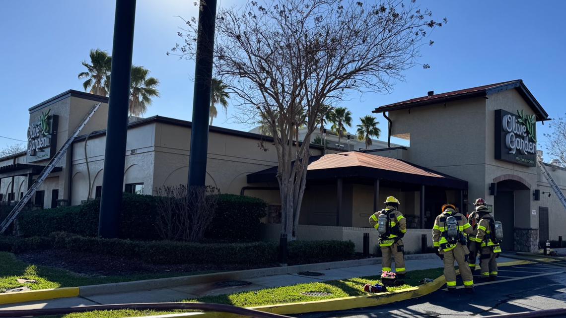 Fire at Tampa Olive Garden causing traffic delays near Busch Boulevard