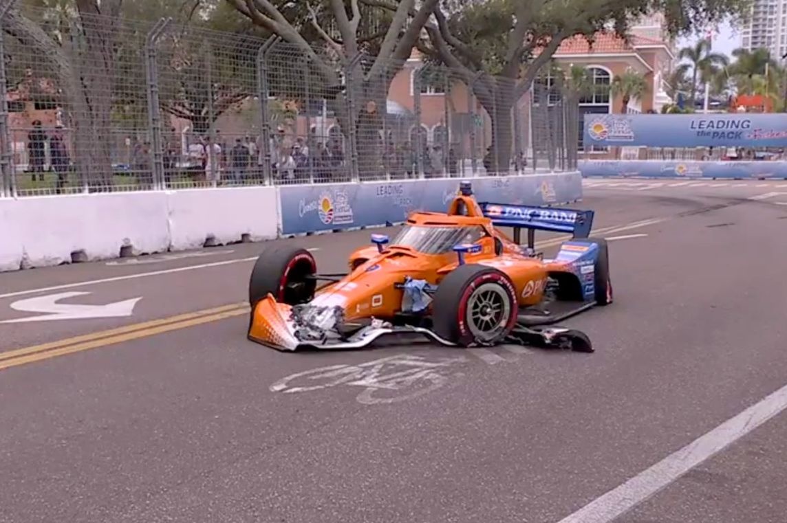 Scott Dixon crashes hard in opening practice for Grand Prix of St. Petersburg