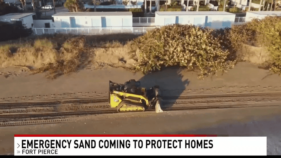 Emergency sand project underway as beach erosion threatens Fort Pierce homes on shoreline. CBS12's Paige Meyer reports.{ }{p}{/p}