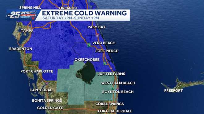 extreme cold warning this weekend in south florida