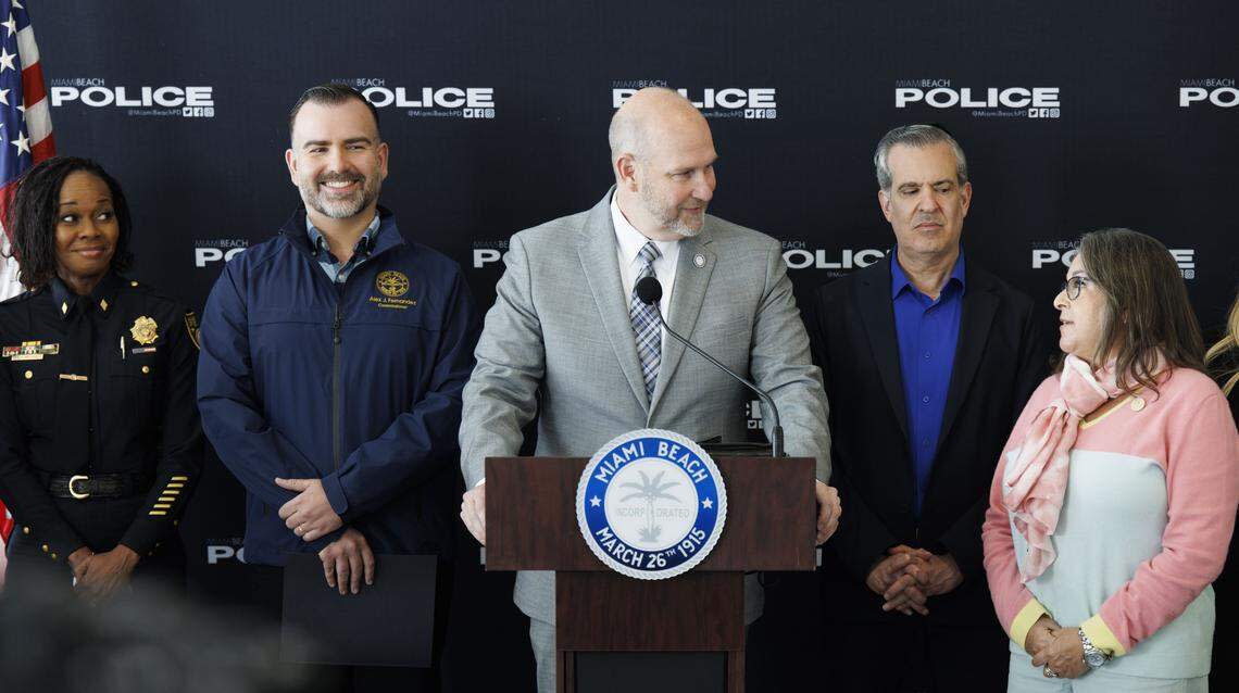 City Manager Eric Carpenter talks about measures for dealing with spring break in Miami Beach during a press conference on Tuesday, Feb. 24, 2026, at Miami Beach Police Headquarters.