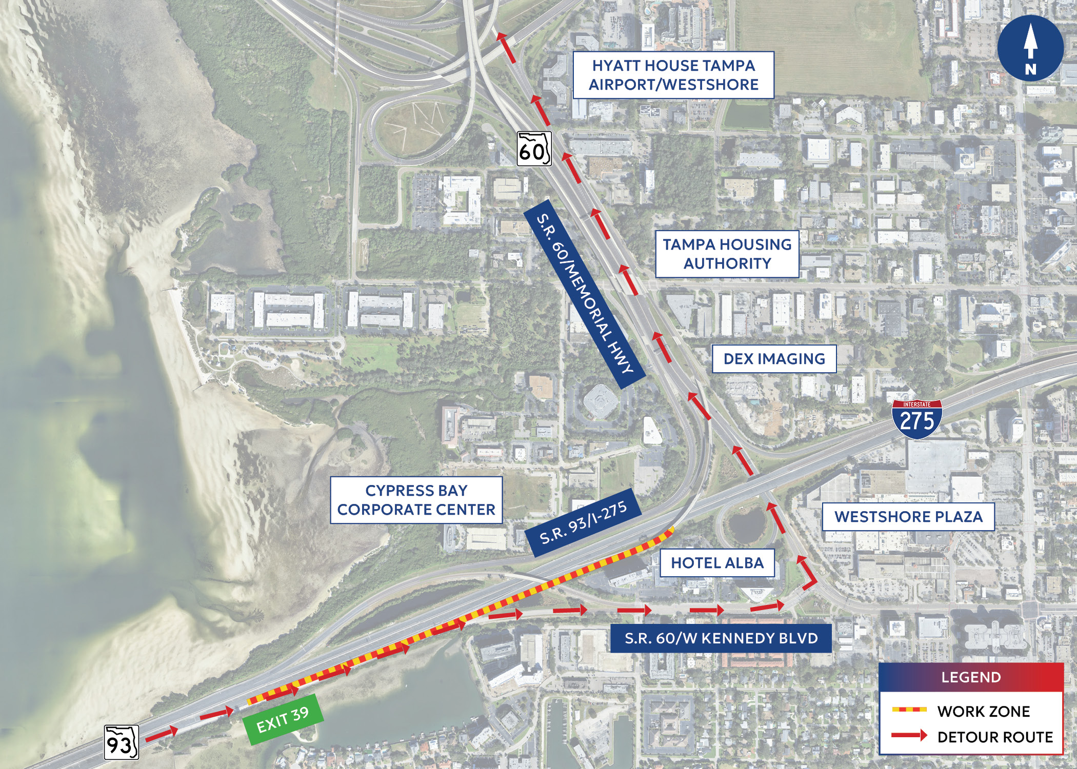 FDOT I-275 NB Off Ramp Detour map