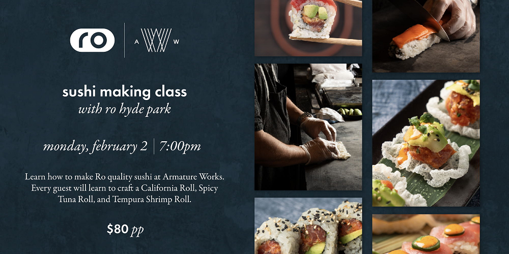 RO sushi making class at Armature Works