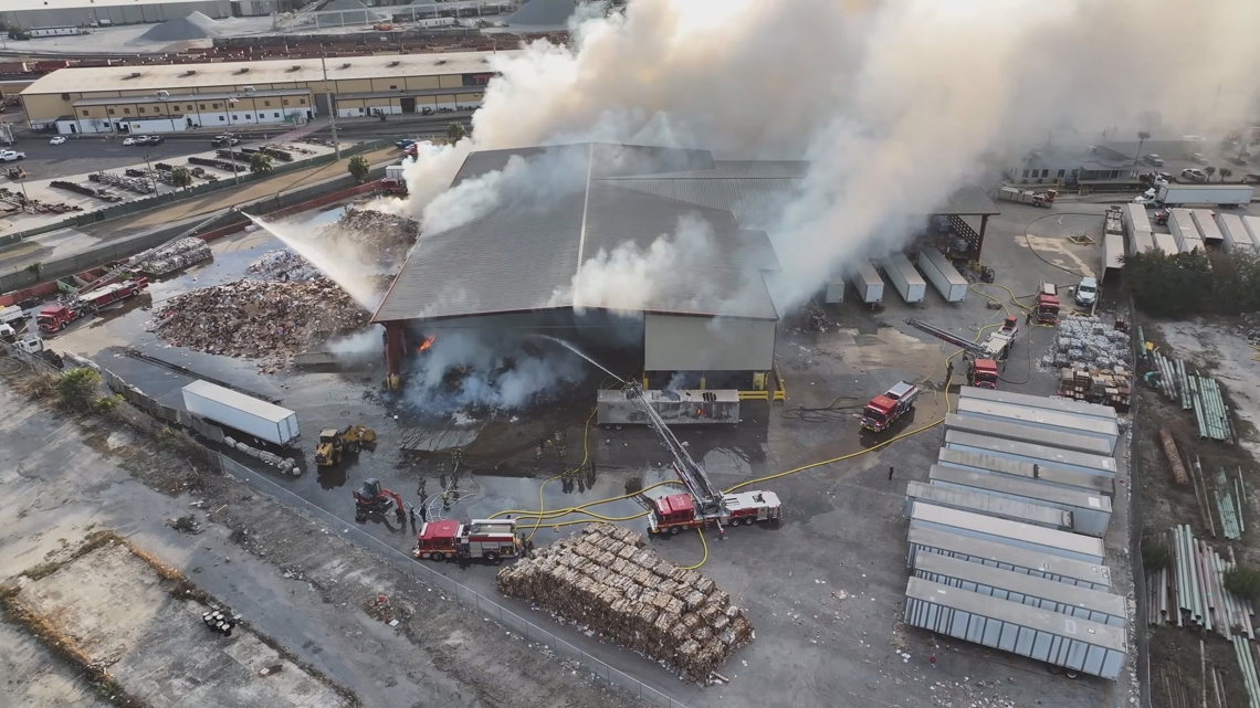 Cleanup underway after massive fire at Smurfit WestRock recycling plant in Jacksonville