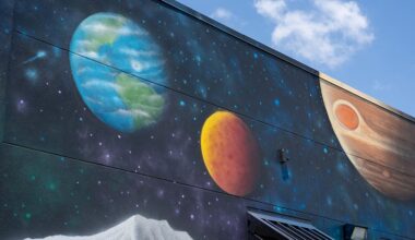 mural of planets in our solar system on the side of a building on the Gibbs Campus