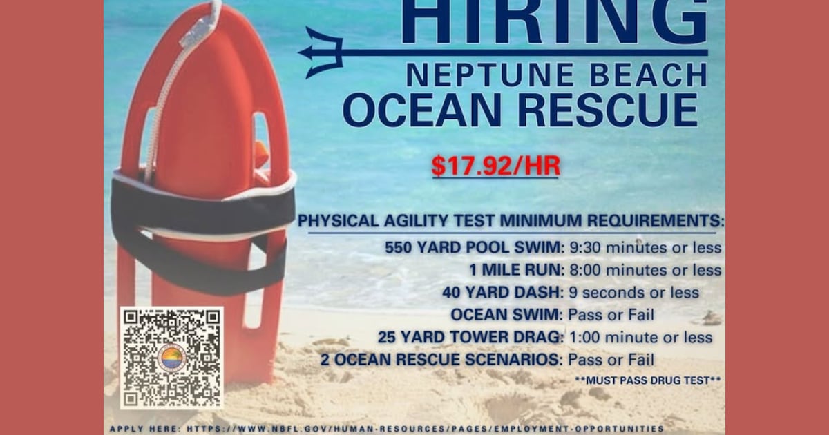 Neptune Beach hiring lifeguards, paying nearly $18/hour – Action News Jax