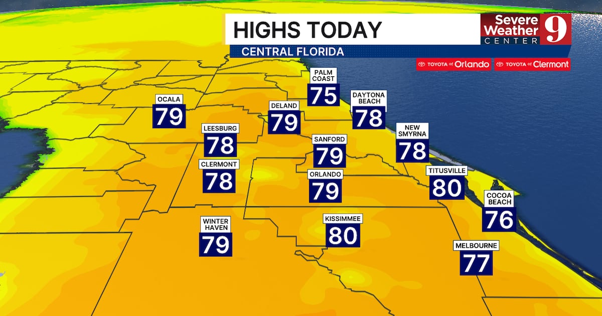 Central Florida to warm up, highs in upper 70s expected