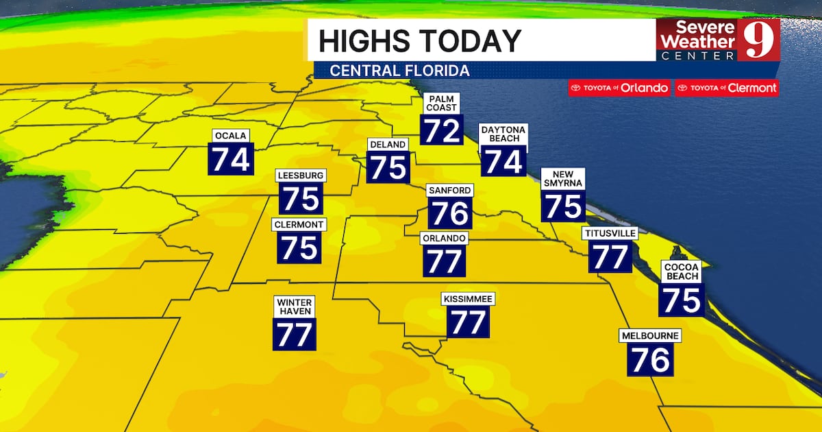 Central Florida weather: Warm days, chance of showers