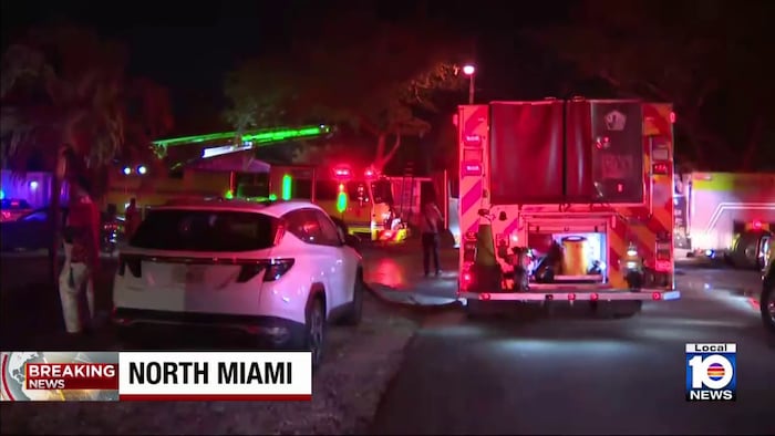 Firefighters extinguish flames at North Miami home