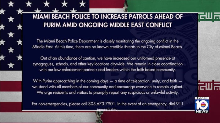 South Florida police departments boost patrols after US, Israel launch major attack on Iran