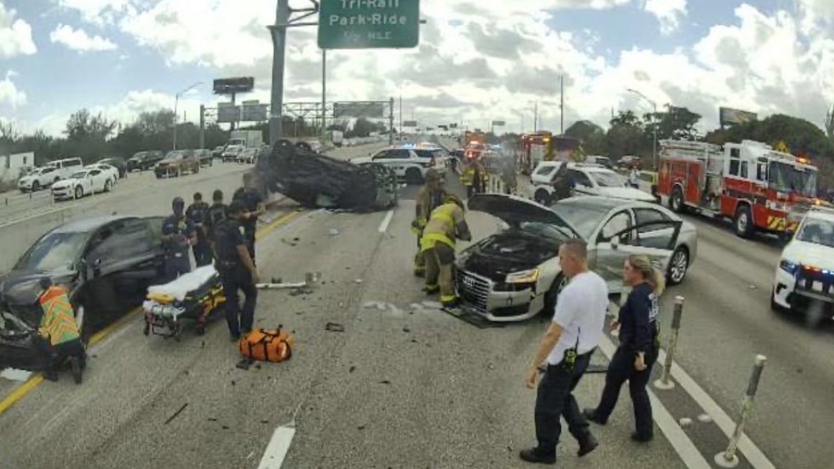 SB lanes of I-95 blocked after rollover crash sends 3 to the hospital – NBC 6 South Florida