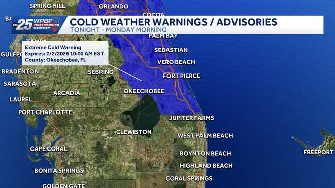 Extreme Cold Warning 02-01-26, Martin, St. Lucie, Okeechobee, Indian River counties