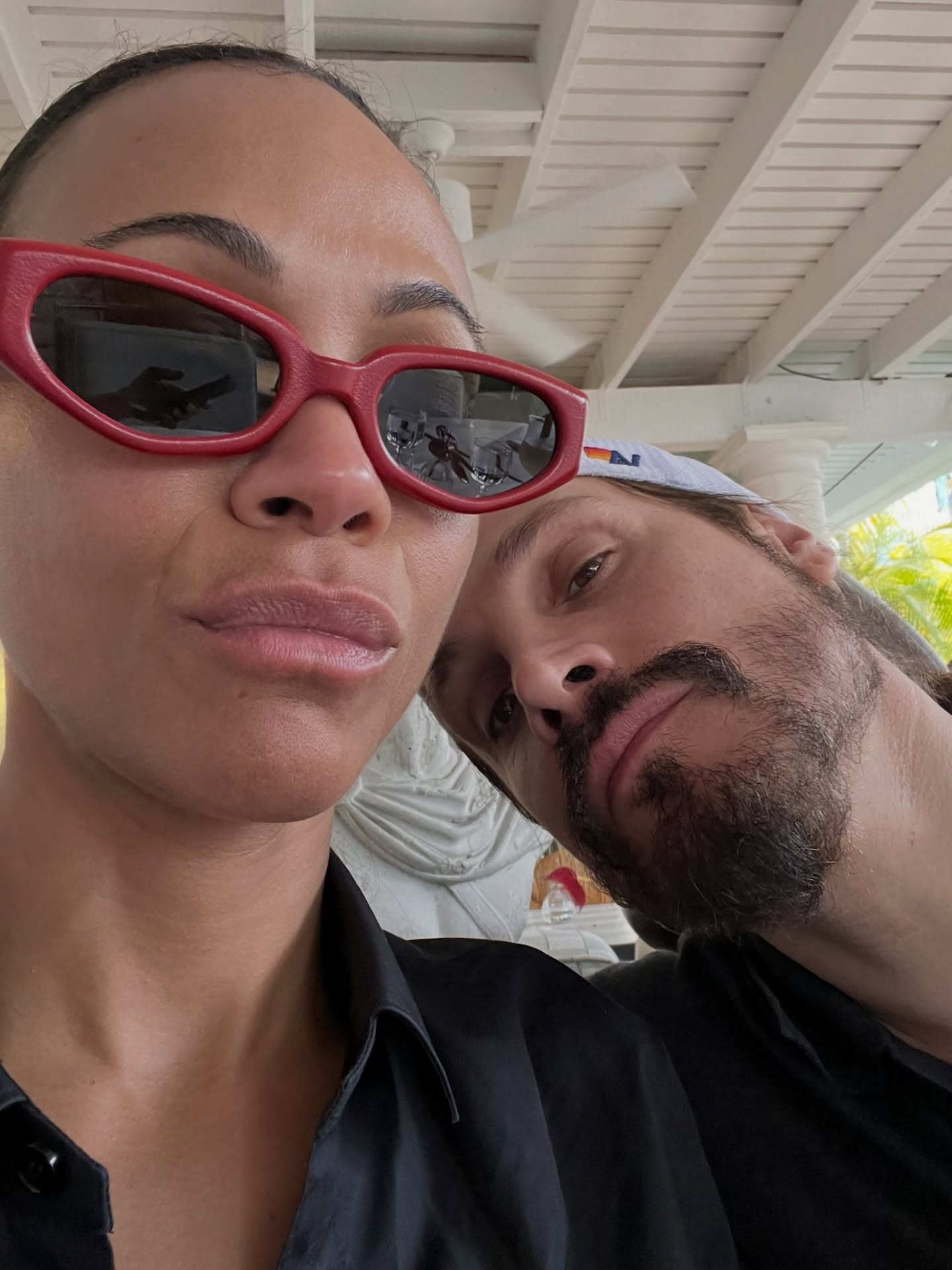 Zoë Saldana and Marco Perego take an 'island getaway'.