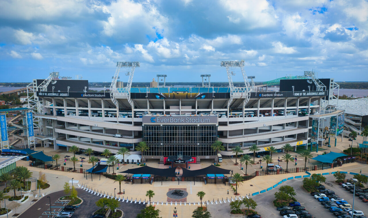 EverBank Stadium in Jacksonville Florida aerial view - JACKSONVILLE, FLORIDA - NOVEMBER 02, 2024