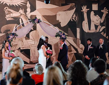 SPC staffers Carissa Roldan and Jason Nicholson getting married at the Leepa-Rattner Museum