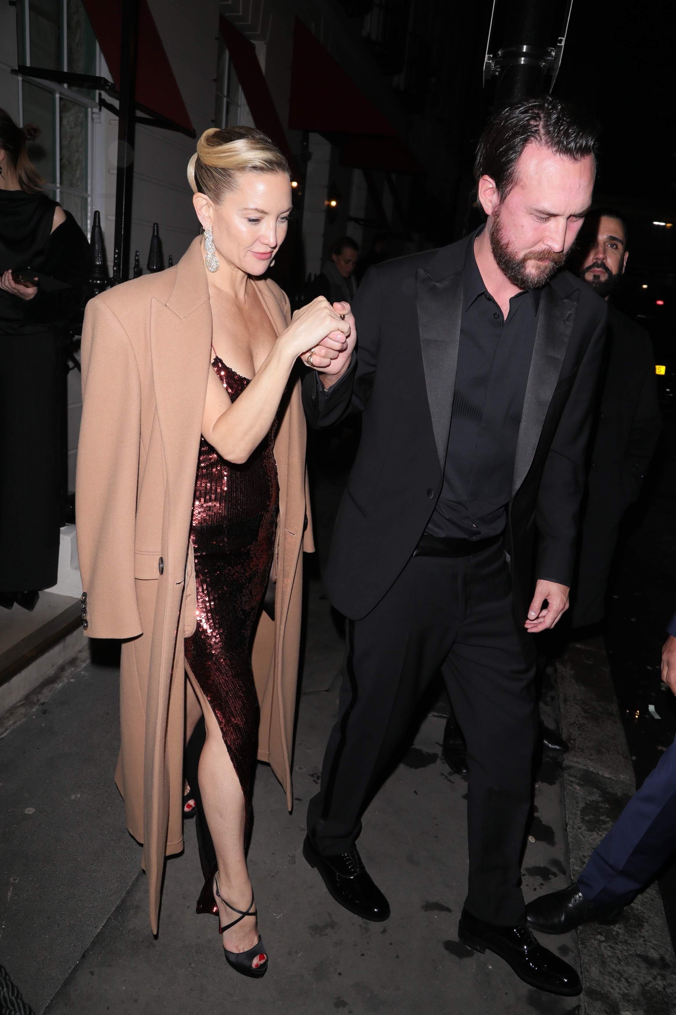 Kate Hudson and Danny Fujikawa arrive hand in hand at the BAFTA Universal and Focus Features afterparty held at Oswald's in London.