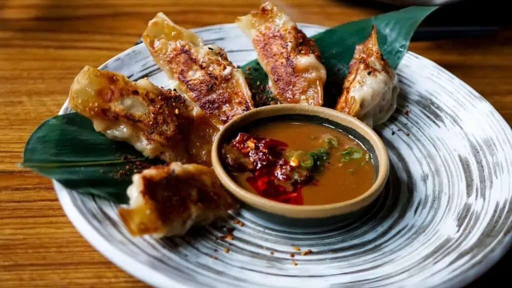 A plate of dumplings