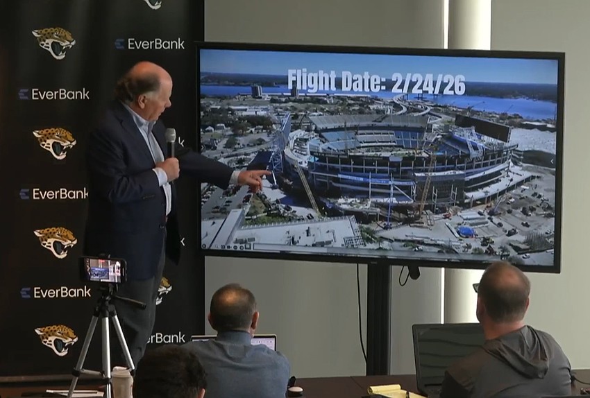 Jacksonville Jaguars President Mark Lamping gives an update Feb. 25 on the renovation of EverBank Stadium into the 