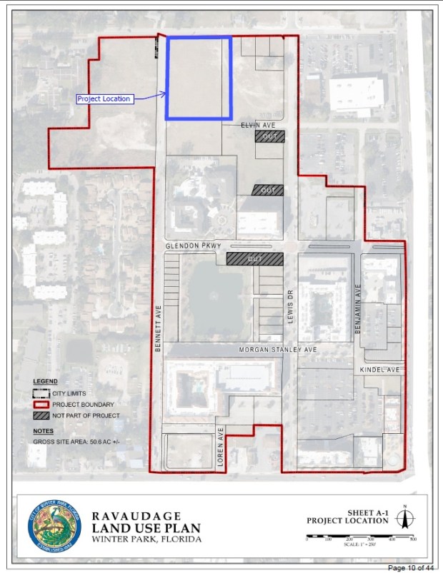 The land-use map for the Ravaudage development in Winter Park. (Provide by City of Winter Park)