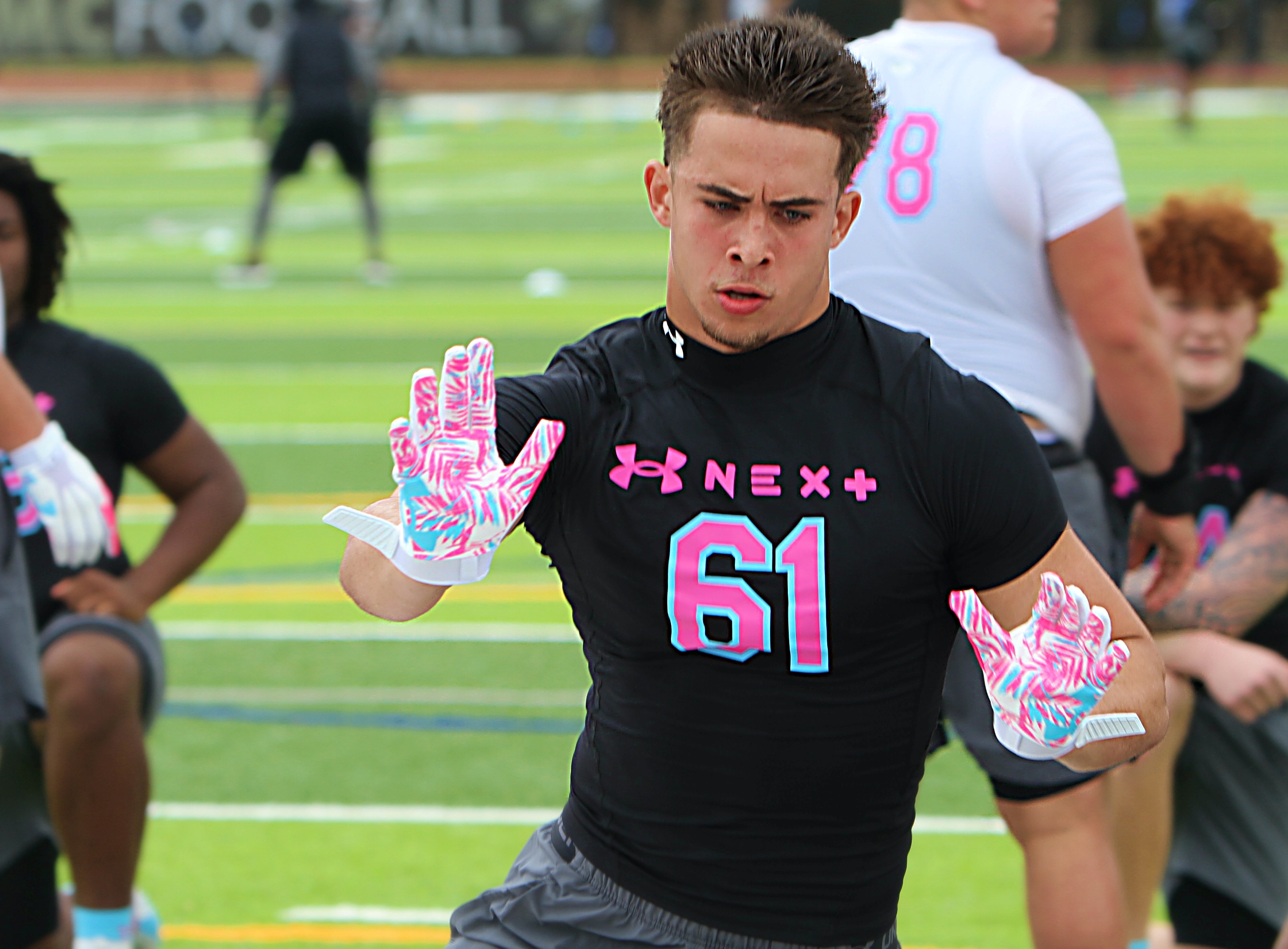 West Orange 2028 defensive end Mattheus Kaminski Cordeiro at the...