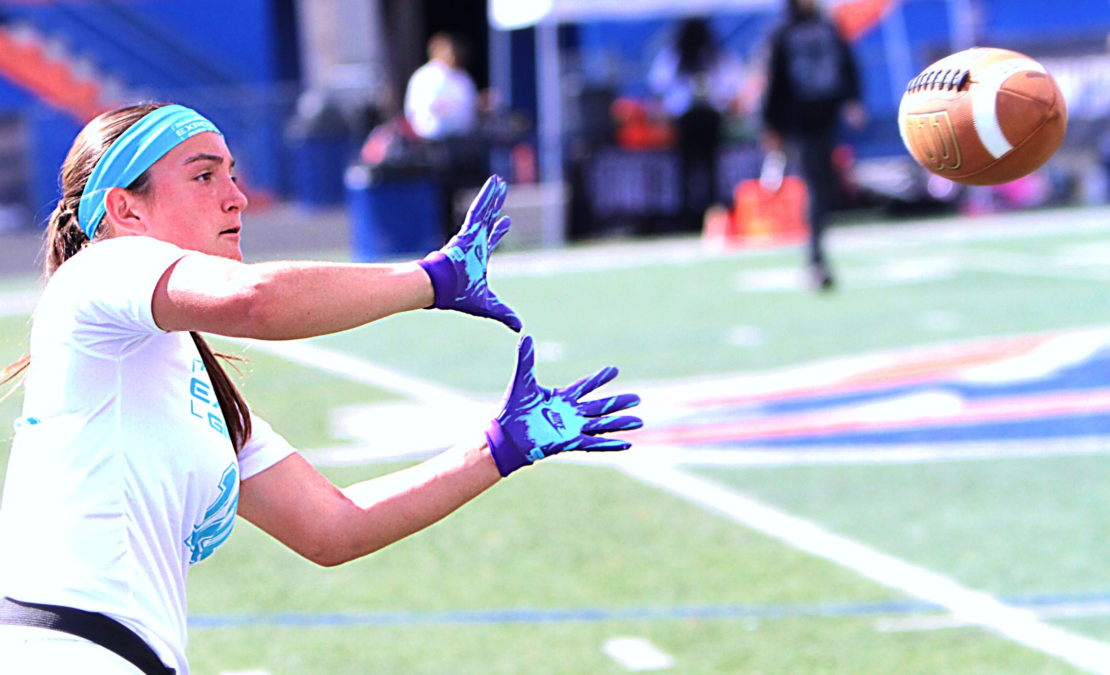 Tampa Alonzo junior Mia Garcia at the Girls Flag Football...