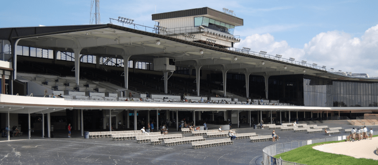spectator stands at the Derby Lane dog track