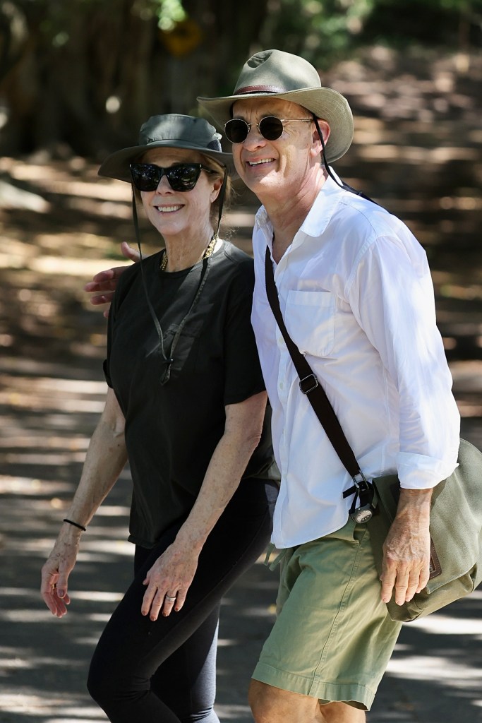 Tom Hanks and wife Rita Wilson get in some steps around Shark Beach and the scenic Hermitage Foreshore walking track in Sydney.