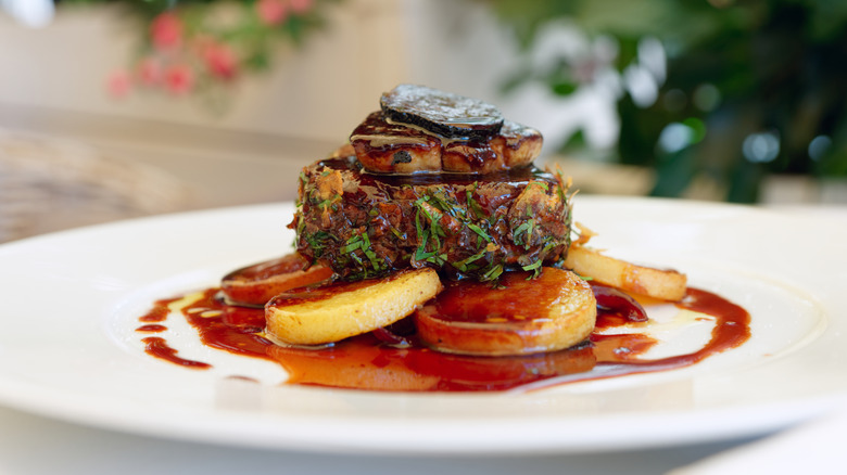 Tenderloin steak, a classic French dish, plated