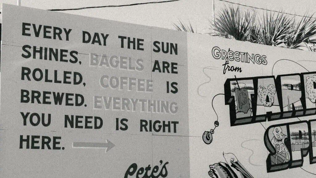 Outside of Pete's Bagels in Tarpon Springs