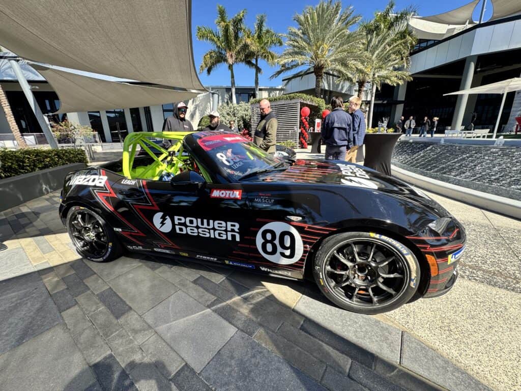 A racecar on a pavilion