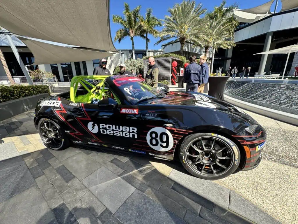 A racecar on a pavilion
