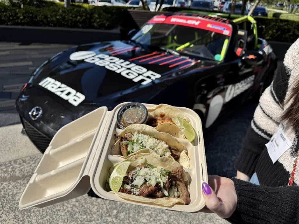 A plate of tacos and a race car