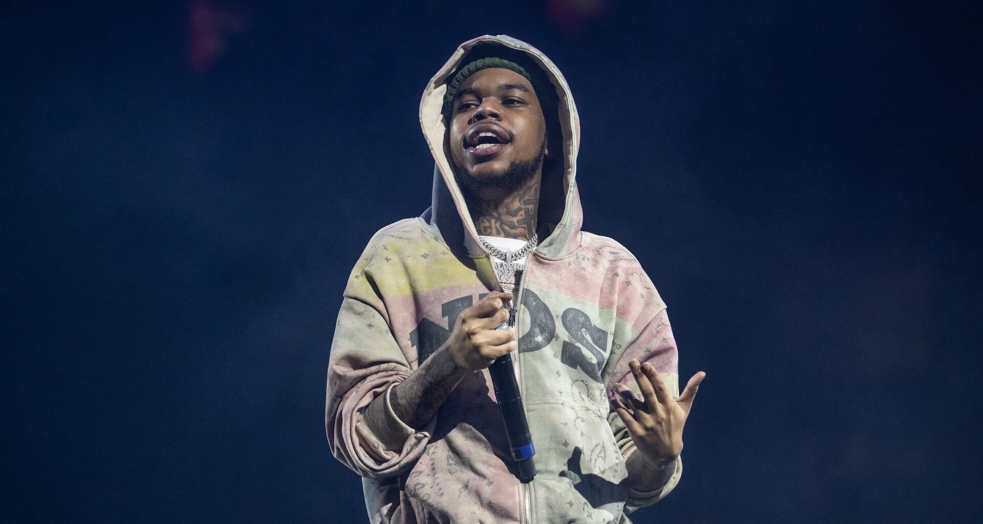 ATLANTA, GEORGIA - DECEMBER 5: Rapper Lil Poppa performs during Rod Wave - Last Lap Tour at State Farm Arena on December 5, 2024 in Atlanta, Georgia.