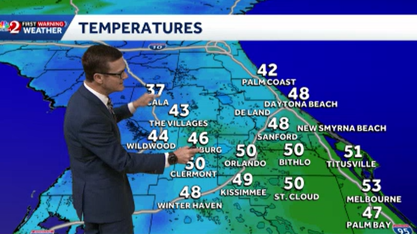 Temperatures rebound in Central Florida to upper 70s