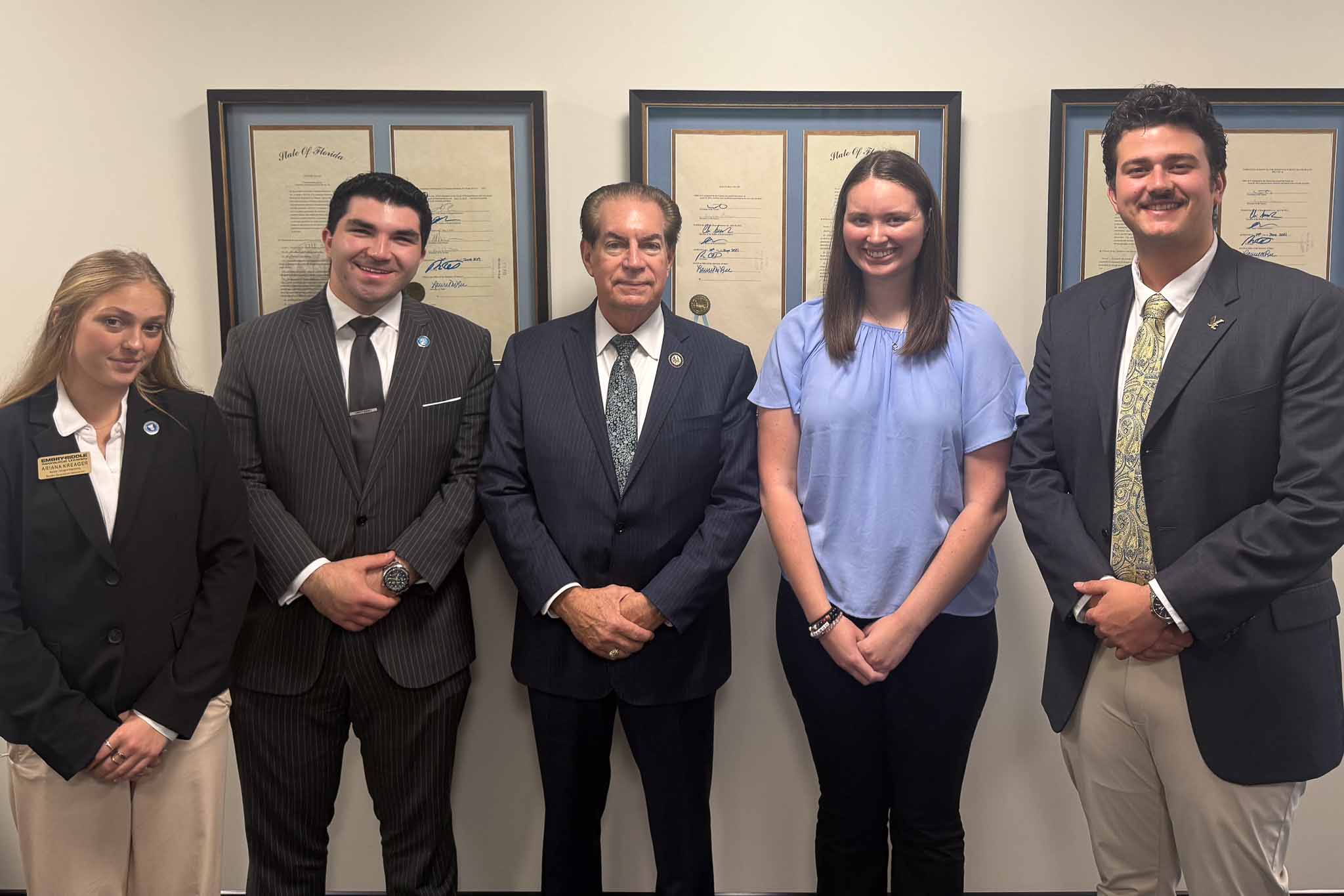 Senator Tom Wright With Embry-Riddle Students