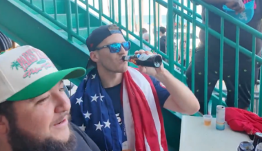 Team USA's Matthew Tkachuk Drinks Beers With Fans At Elbo Room Bar