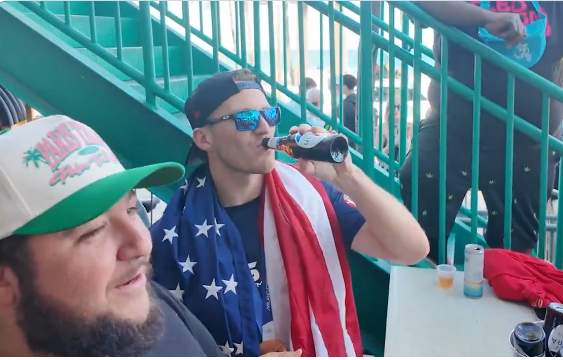 Team USA's Matthew Tkachuk Drinks Beers With Fans At Elbo Room Bar