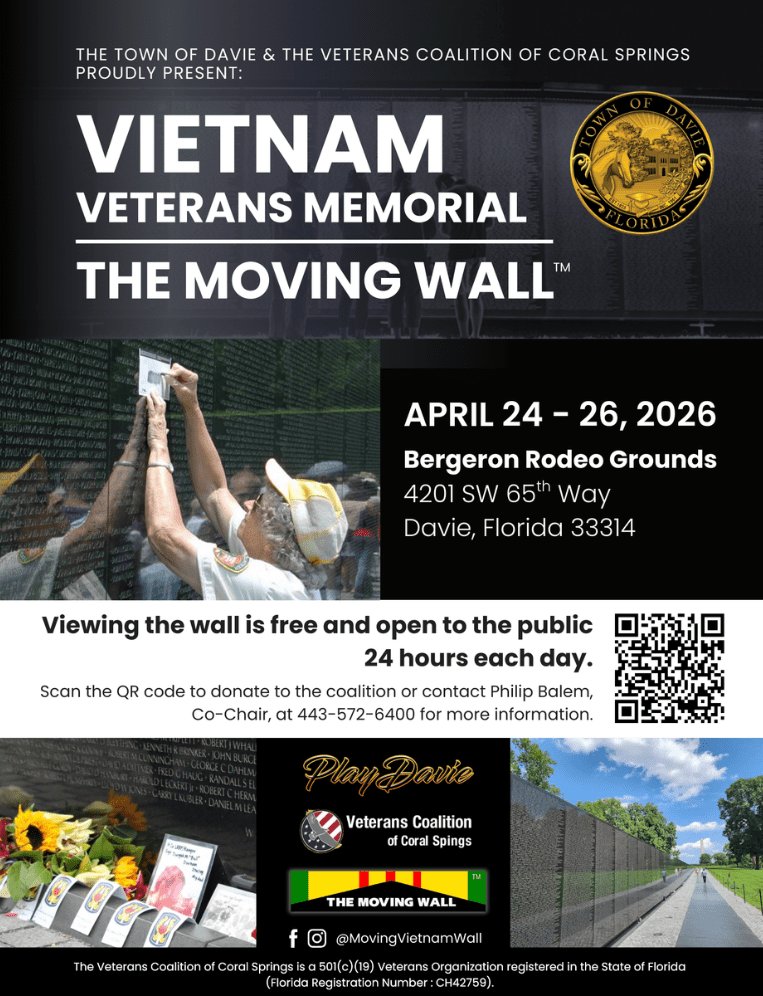 THE VIETNAM VETERANS MEMORIAL “THE MOVING WALL” COMES TO DAVIE