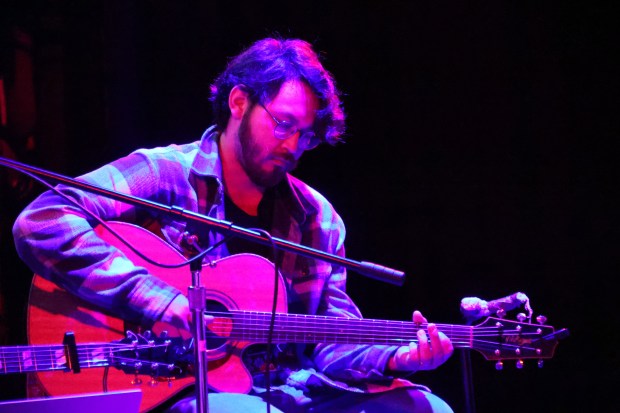 Musician Timothy LaRoque plays during Testimony to Teach, an event gathering hundreds of Broward County Public Schools students from Cooper City High School and Everglades High School, Wednesday, Feb. 4, 2026, at the David Posnack JCC in Davie. Students transform Holocaust survivor testimony into original music during the session. (Joe Cavaretta/South Florida Sun Sentinel)