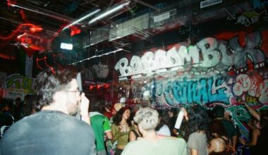 People dancing at a warehouse