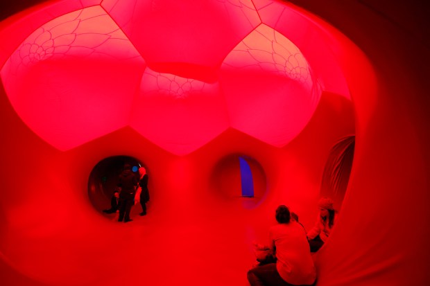 The Architects of Air Arborialis walk-through experience at the Seneff Arts Plaza at the Dr. Phillips Center for the Performing Arts on Friday, 2026. The large, cavernous 17,000-square-foot inflatable structure of fabric and air creates a colorful labyrinth connected by domes and vibrant walkways. It is filled with ephemeral music for an otherworldly experience that guests can explore as part of Immerse 2026. (Rich Pope/Orlando Sentinel)
