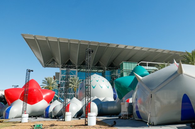 The Architects of Air Arborialis walk-through experience at the Seneff Arts Plaza at the Dr. Phillips Center for the Performing Arts on Friday, 2026. The large, cavernous 17,000-square-foot inflatable structure of fabric and air creates a colorful labyrinth connected by domes and vibrant walkways. It is filled with ephemeral music for an otherworldly experience that guests can explore as part of Immerse 2026. (Rich Pope/Orlando Sentinel)