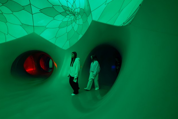 The Architects of Air Arborialis walk-through experience at the Seneff Arts Plaza at the Dr. Phillips Center for the Performing Arts on Friday, 2026. The large, cavernous 17,000-square-foot inflatable structure of fabric and air creates a colorful labyrinth connected by domes and vibrant walkways. It is filled with ephemeral music for an otherworldly experience that guests can explore as part of Immerse 2026. (Rich Pope/Orlando Sentinel)