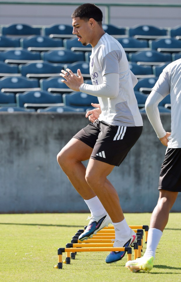 Iago Teodoro during Orlando City Soccer Club team practice at Osceola Heritage Park in Kissimmee, on Wednesday, February 18, 2026. (Ricardo Ramirez Buxeda/ Orlando Sentinel)
