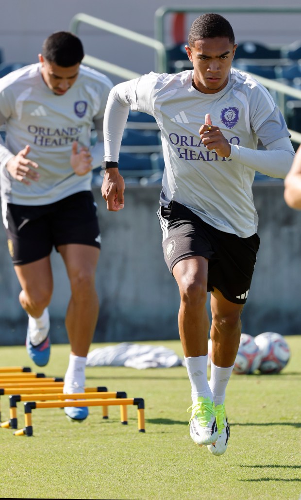 Luis Otávio during Orlando City Soccer Club team practice at Osceola Heritage Park in Kissimmee, on Wednesday, February 18, 2026. (Ricardo Ramirez Buxeda/ Orlando Sentinel)