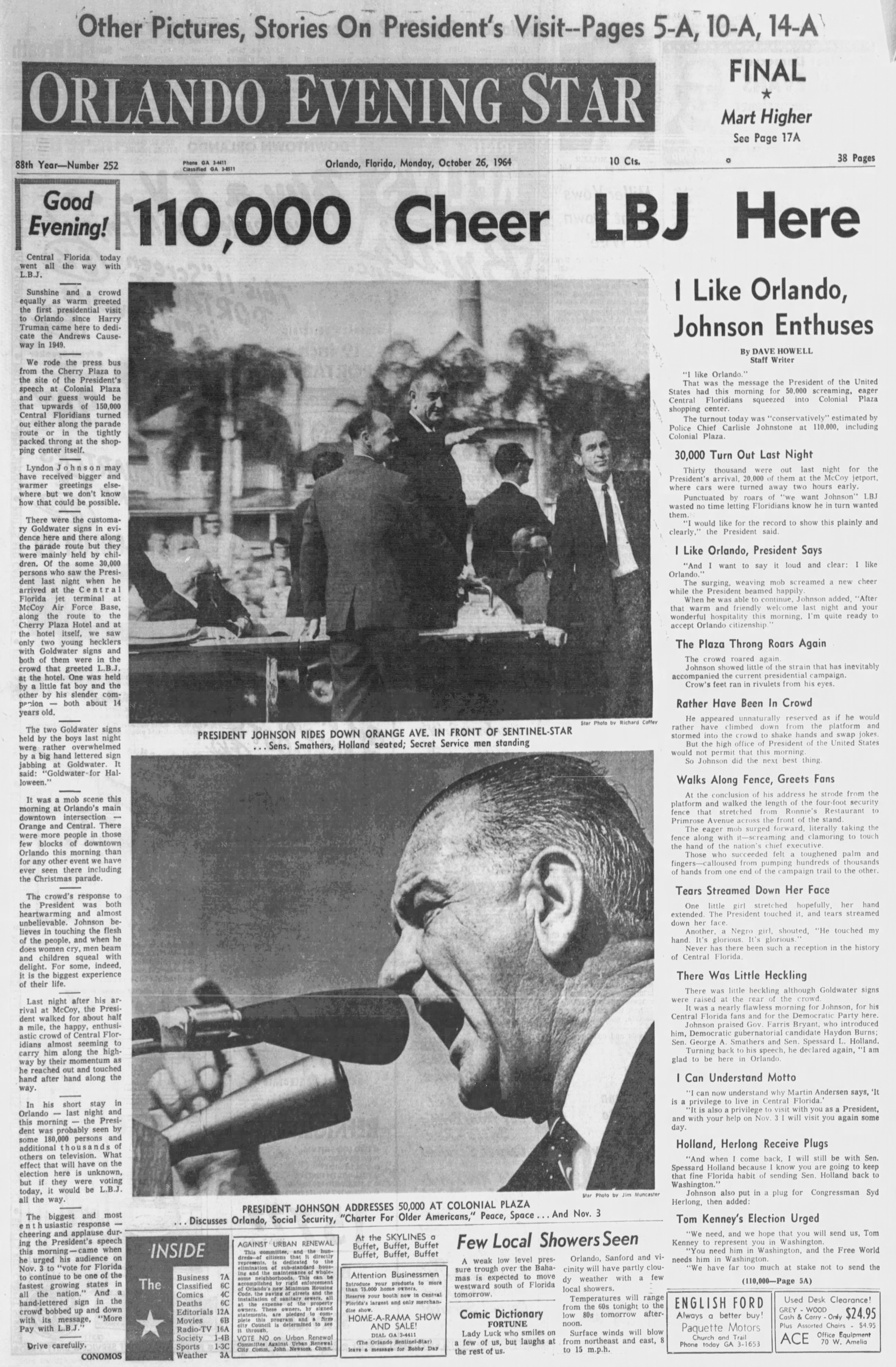 President Lyndon Johnson's October 1964 visit to Orlando is captured...