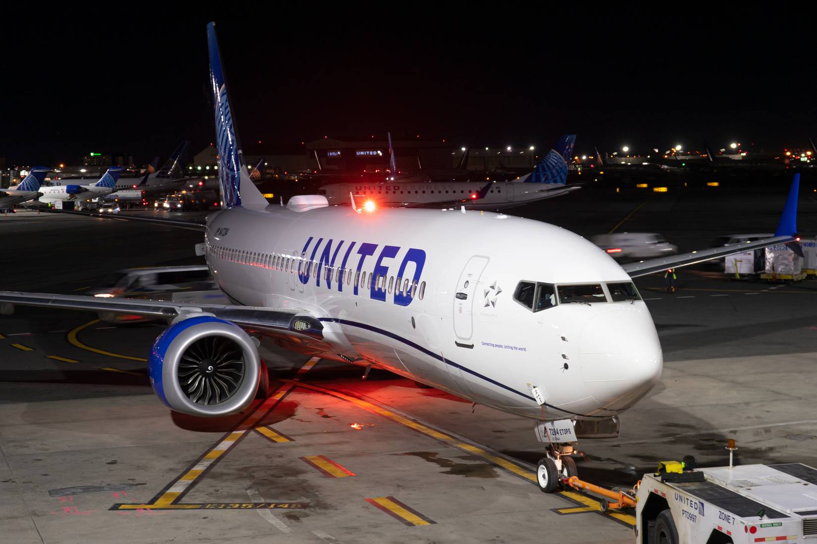 United Airlines aircraft airplane at Newark Liberty International Airport in New Jersey, NJ, USA, United States of America