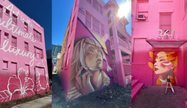 Bright pink buildings in St. Petersburg spark street art movement