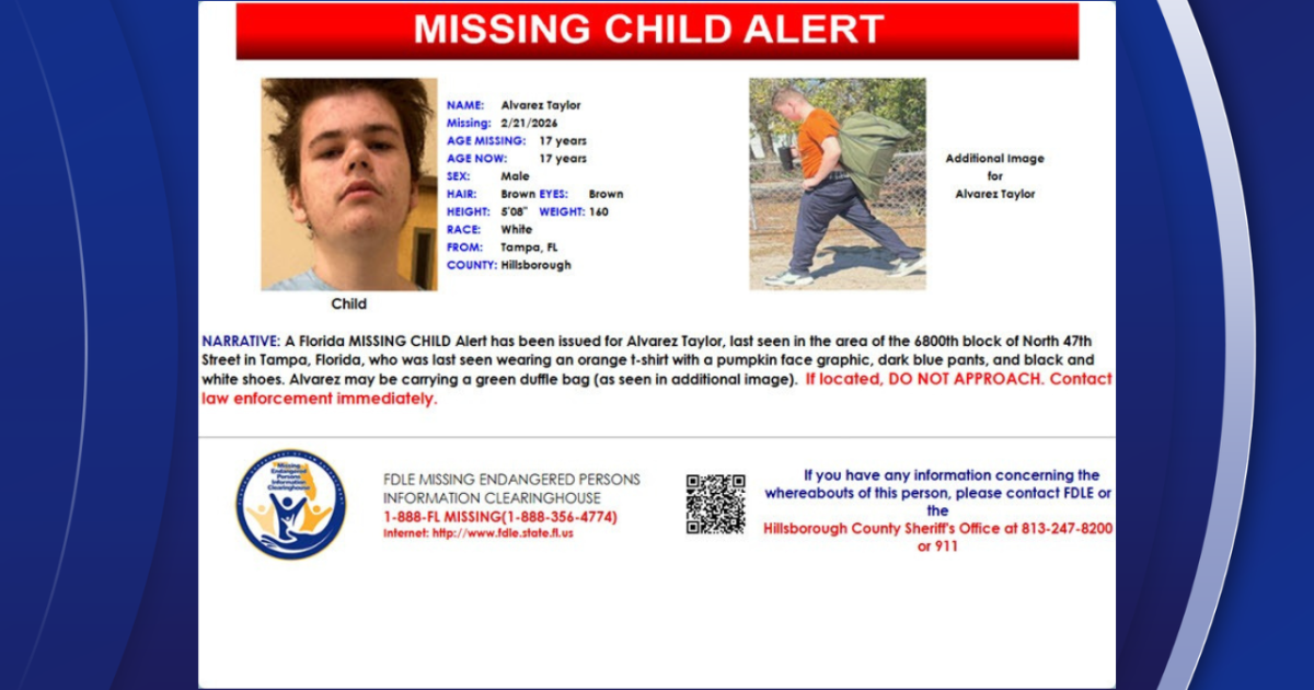 Search underway for missing 17-year-old boy from Tampa: FDLE